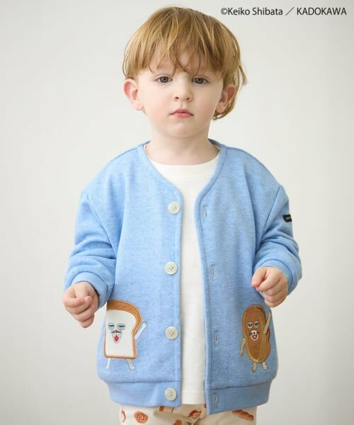 petit main / プティマイン カーディガン・ボレロ | 【パンどろぼう】カットカーディガン（サックス）