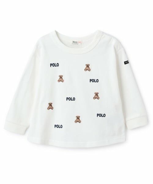 petit main / プティマイン Tシャツ | 【POLO BCS】モチーフ刺繍長袖Tシャツ（オフ ホワイト）
