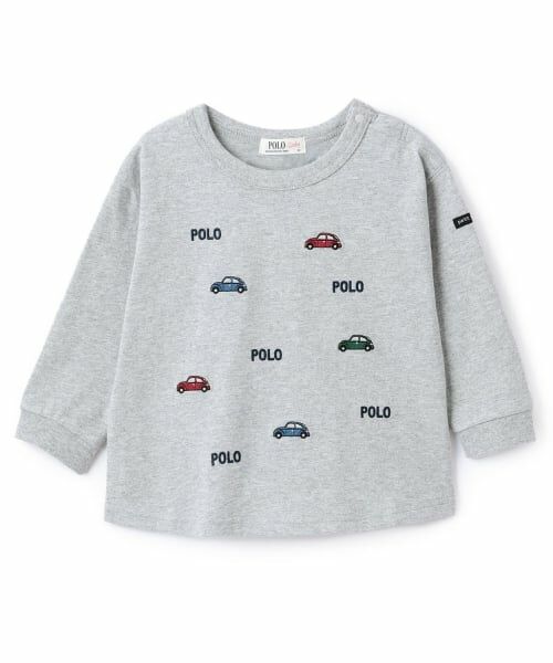 petit main / プティマイン Tシャツ | 【POLO BCS】モチーフ刺繍長袖Tシャツ（トップ グレー）