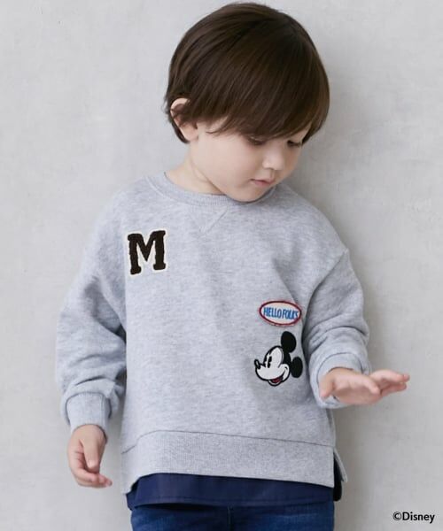 petit main / プティマイン スウェット | 【Disney】【リンク】ワッペントレーナー（トップ グレー）