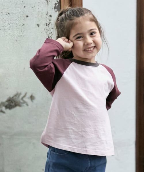petit main / プティマイン Tシャツ | 【オーガニック】ラグラン長袖Tシャツ（ピンク）