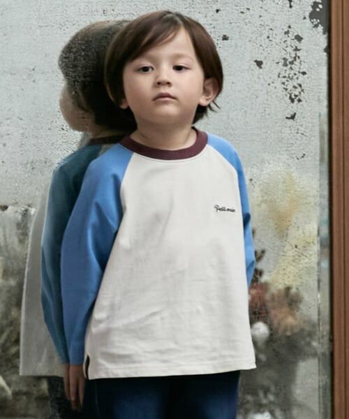 petit main / プティマイン Tシャツ | 【オーガニック】ラグラン長袖Tシャツ（ブルー）