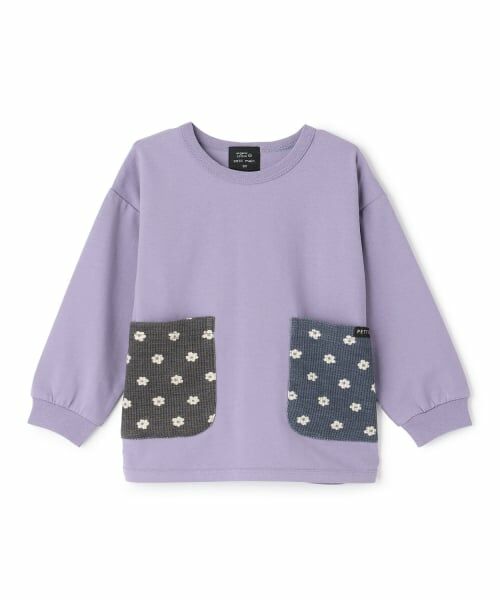 petit main / プティマイン Tシャツ | 【オーガニック】ポケット長袖Tシャツ（パープル）