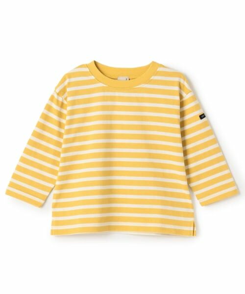 petit main / プティマイン Tシャツ | 【GOODPRICE/食品防汚】ボーダー長袖T（黄）