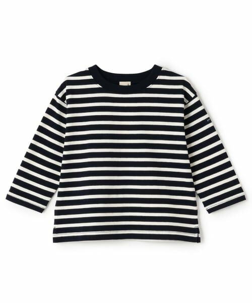 petit main / プティマイン Tシャツ | 【GOODPRICE/食品防汚】ボーダー長袖T（紺）