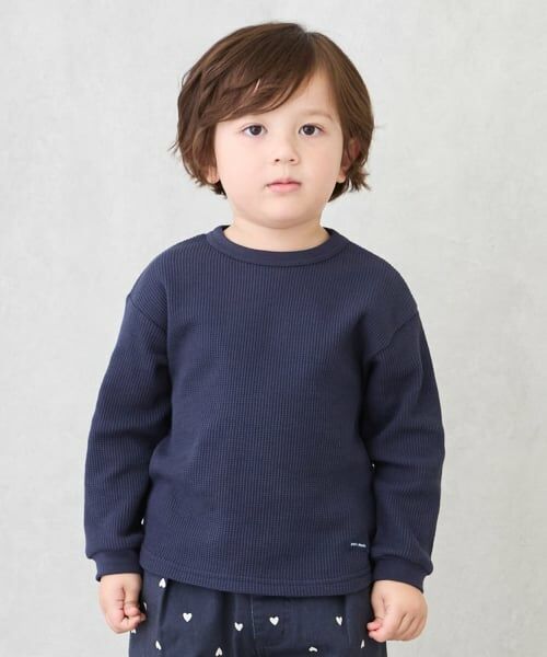 petit main / プティマイン Tシャツ | 【GOODPRICE】ワッフル長袖Tシャツ（紺）