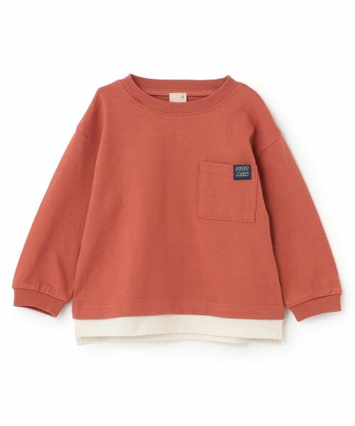 petit main / プティマイン Tシャツ | 【GOODPRICE/食品防汚】裾レイヤード長袖T（オレンジ）