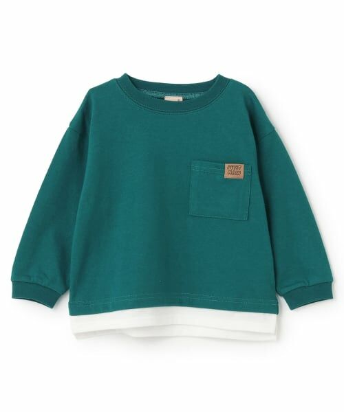 petit main / プティマイン Tシャツ | 【GOODPRICE/食品防汚】裾レイヤード長袖T（ディープ グリーン）