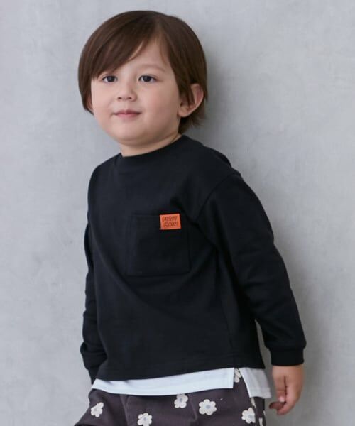 petit main / プティマイン Tシャツ | 【GOODPRICE/食品防汚】裾レイヤード長袖T（黒）