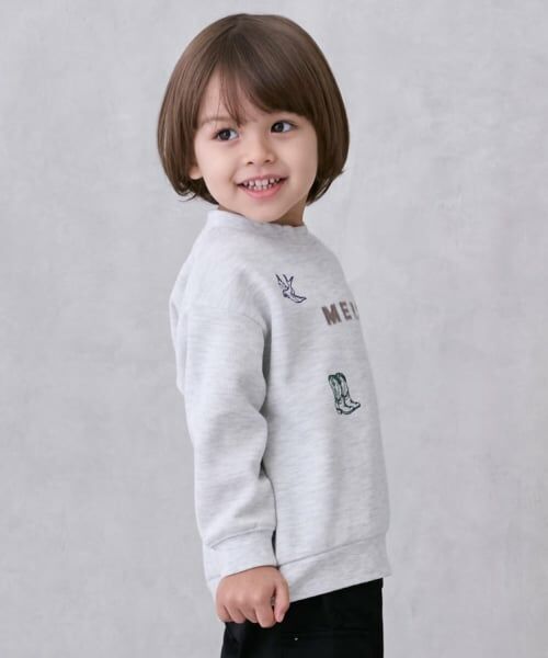 petit main / プティマイン Tシャツ | ロゴモチーフ接結長袖Tシャツ | 詳細1