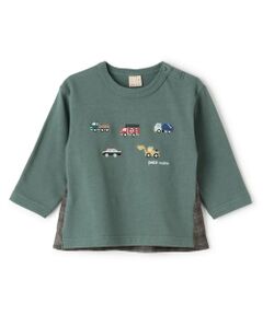 petit main / プティマイン Tシャツ | 働く車刺しゅう長袖Tシャツ