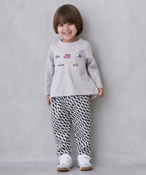 petit main / プティマイン Tシャツ | 働く車刺しゅう長袖Tシャツ | 詳細2