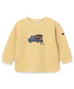 petit main / プティマイン Tシャツ | 働く車アップリケ接結長袖Tシャツ