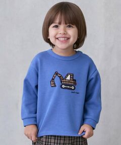 petit main / プティマイン Tシャツ | 働く車アップリケ接結長袖Tシャツ