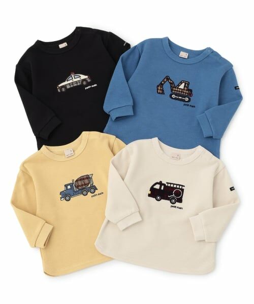petit main / プティマイン Tシャツ | 働く車アップリケ接結長袖Tシャツ | 詳細15