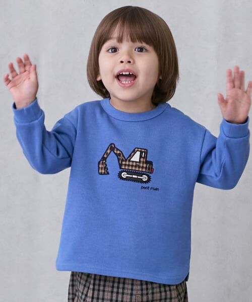 petit main / プティマイン Tシャツ | 働く車アップリケ接結長袖Tシャツ | 詳細2