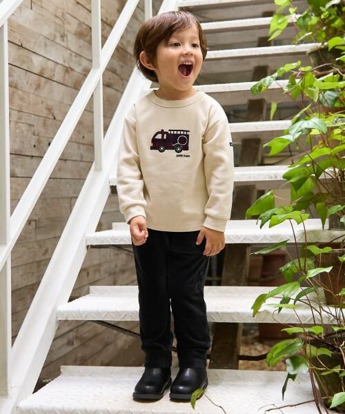 petit main / プティマイン Tシャツ | 働く車アップリケ接結長袖Tシャツ | 詳細4