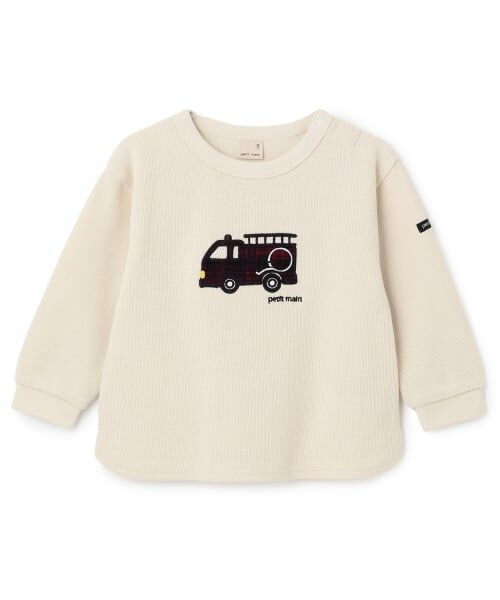 petit main / プティマイン Tシャツ | 働く車アップリケ接結長袖Tシャツ | 詳細5