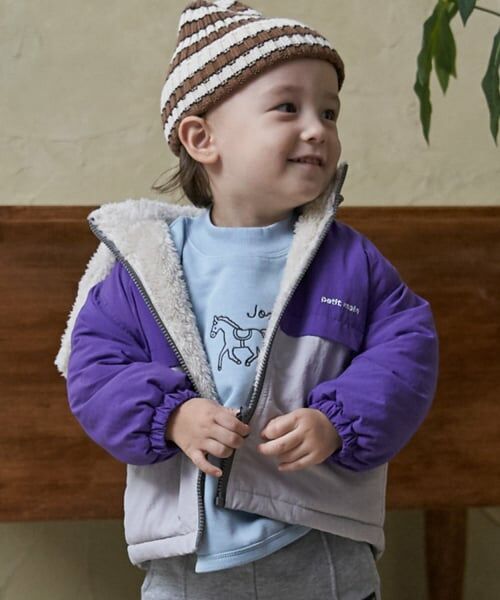 petit main / プティマイン ブルゾン | 【洗える】リバーシブル切替ブルゾン（パープル）