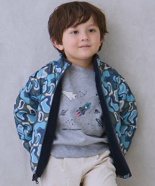 petit main / プティマイン ブルゾン | 【撥水加工】柄×ボアブルゾン | 詳細1