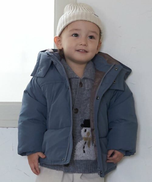 petit main / プティマイン ブルゾン | 【リンク/撥水加工】モンスターダウンジャケット（ブルー グリーン）