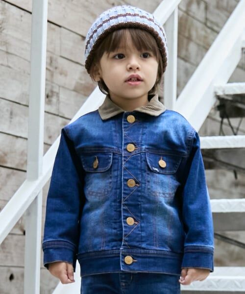 petit main / プティマイン ブルゾン | 【Lee】コーデュロイ襟デニムジャケット（紺）
