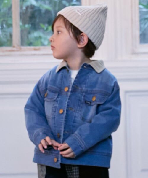 petit main / プティマイン ブルゾン | 【Lee】コーデュロイ襟デニムジャケット（ブルー）