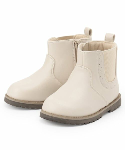 petit main / プティマイン ブーツ（ショート丈） | サイドゴアブーツ（薄ベージュ）