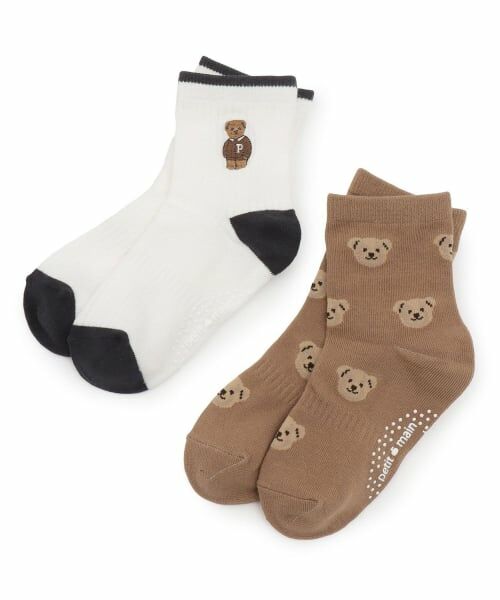 petit main / プティマイン ソックス | くまソックス2P(オフ ホワイト)