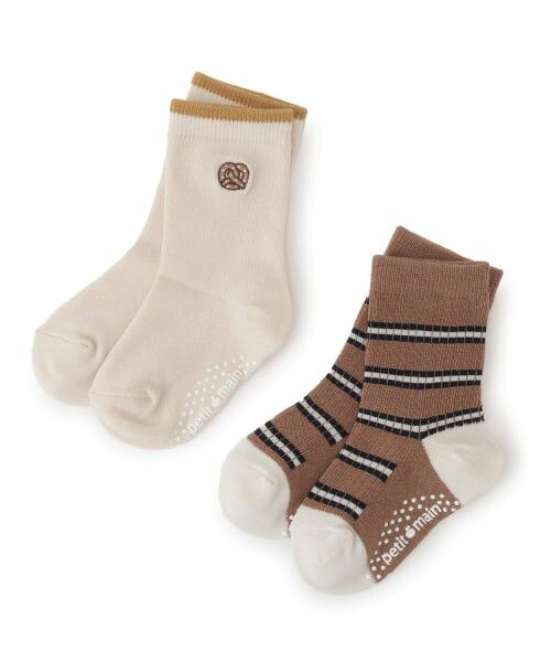 petit main / プティマイン ソックス | パン刺しゅうソックス2P（ECRU(キナリ)）
