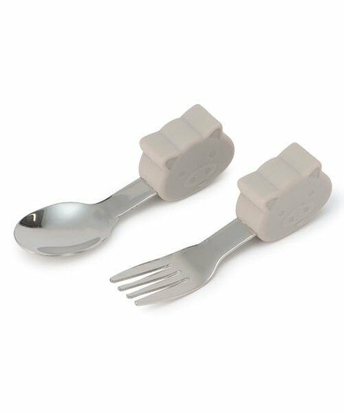 petit main / プティマイン ベビー・キッズグッズ | にぎりやすいシリコンカトラリーセット/L（モカ茶）