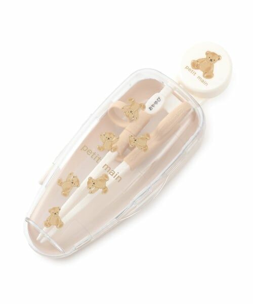 petit main / プティマイン 食器 | トレーニング箸ケースつき/L（薄ベージュ）