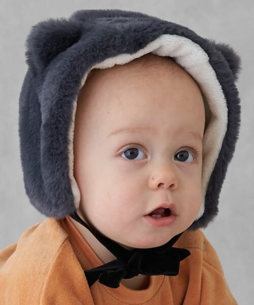 petit main / プティマイン ベビー・キッズグッズ | もこもこねこキャップ（黒）