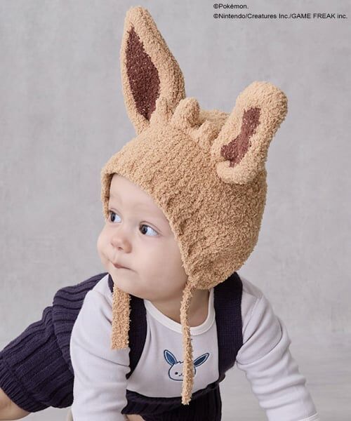 petit main / プティマイン ベビー・キッズグッズ | 【モンポケ】耳付きニット帽 | 詳細1