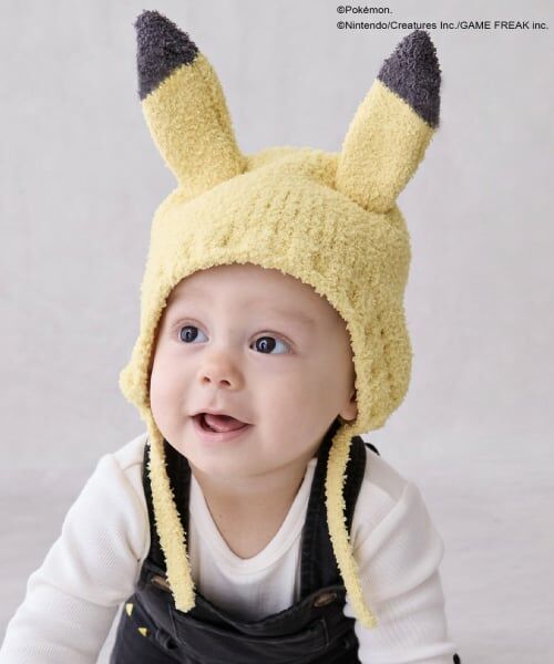 petit main / プティマイン ベビー・キッズグッズ | 【モンポケ】耳付きニット帽（レモン イエロー）