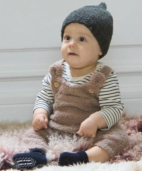 petit main / プティマイン ベビー・キッズウエア | もこもこクマサロペセット（モカ茶）