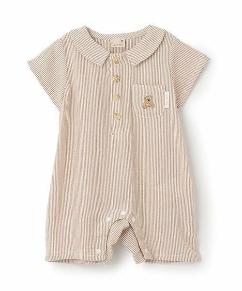 petit main / プティマイン ロンパース | 半袖シャツカバーオール（薄ベージュ）