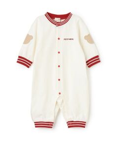 petit main / プティマイン ロンパース | 配色ラインリブカバーオール