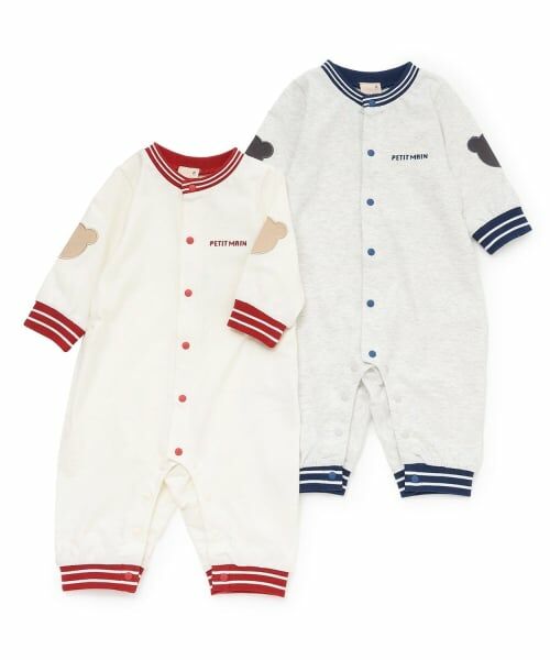 petit main / プティマイン ロンパース | 配色ラインリブカバーオール | 詳細9