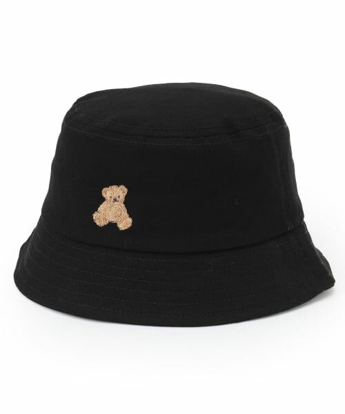petit main / プティマイン ベビー・キッズグッズ | くま刺しゅうバケットハット（黒）