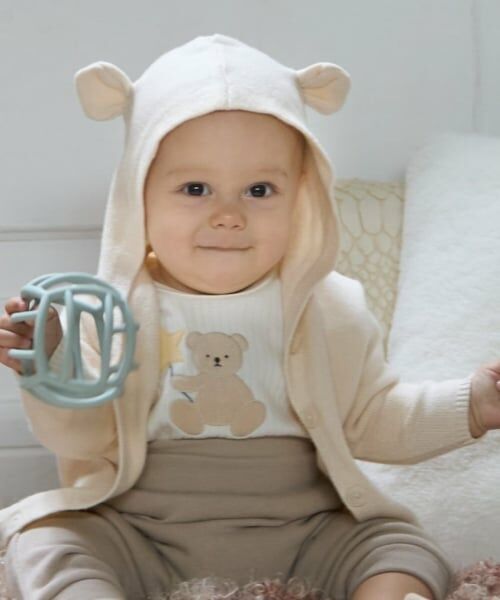 petit main / プティマイン ベビー・キッズウエア | アニマルカーディガン（オフ ホワイト）