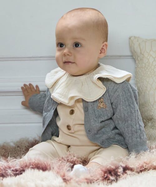 petit main / プティマイン ベビー・キッズウエア | くま刺しゅうカーディガン | 詳細1