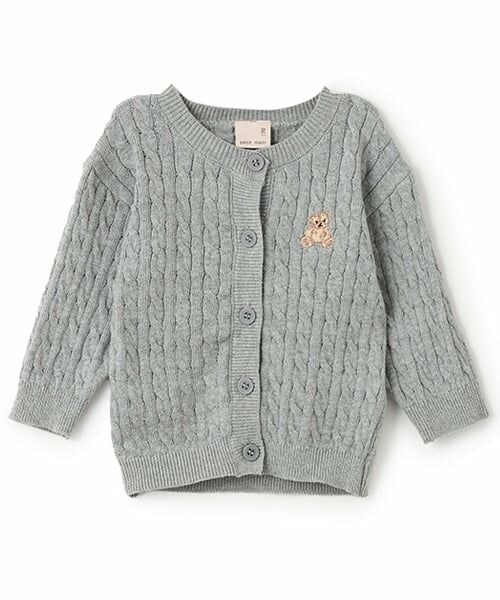 petit main / プティマイン ベビー・キッズウエア | くま刺しゅうカーディガン | 詳細2