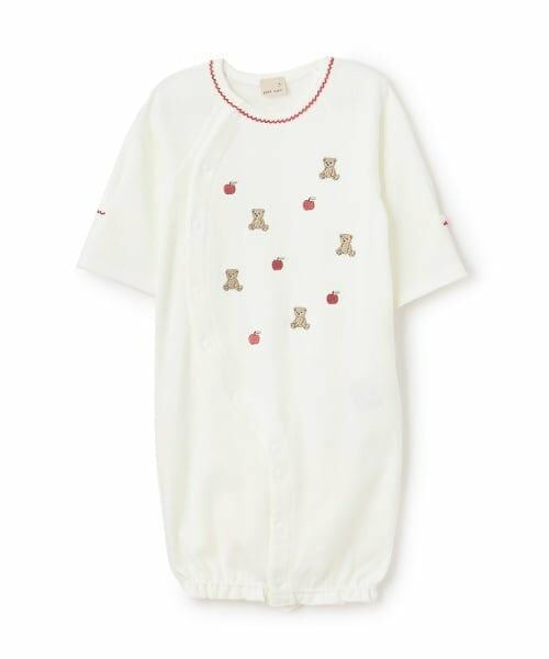 petit main / プティマイン ロンパース | 【オーガニック】アニマル刺しゅう2WAYオール（アイボリー）