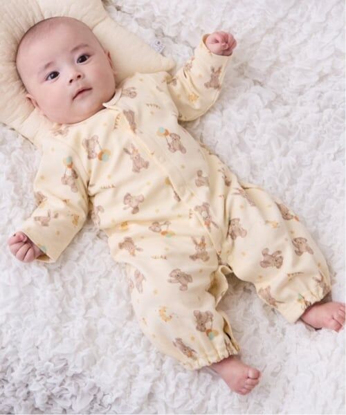 petit main / プティマイン ロンパース | 【肌着つき】動物柄2WAYオール（クリーム）