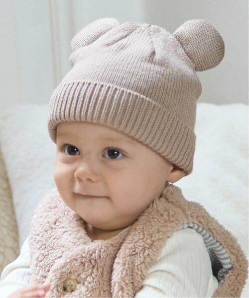 petit main / プティマイン ベビー・キッズグッズ | アニマルニット帽（薄ベージュ）