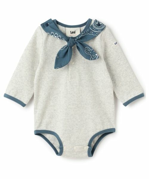 petit main / プティマイン ロンパース | 【Lee】バンダナ付きロンパース（シロ杢）
