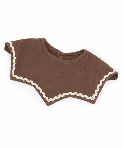 petit main / プティマイン スタイ・ビブ | 【防水】ライン入り星スタイ（モカ茶）