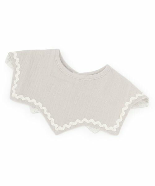 petit main / プティマイン スタイ・ビブ | 【防水】ライン入り星スタイ（ライト グレー）