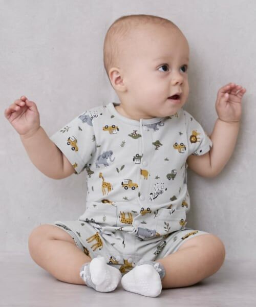 petit main / プティマイン ロンパース | 【GOODPRICE】半袖カバーオール（グリーン）